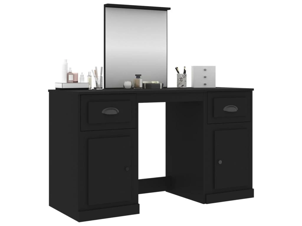 Coiffeuse Avec Miroir Noir 130x50x132,5 Cm 4 Coiffeuse Avec Miroir Noir 130x50x132,5 Cm – Image 4