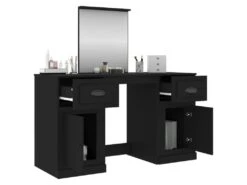 Coiffeuse Avec Miroir Noir 130x50x132,5 Cm 14 Coiffeuse Avec Miroir Noir 130x50x132,5 Cm -Fren Soldes Boutique meuble coiffeuse 20101579