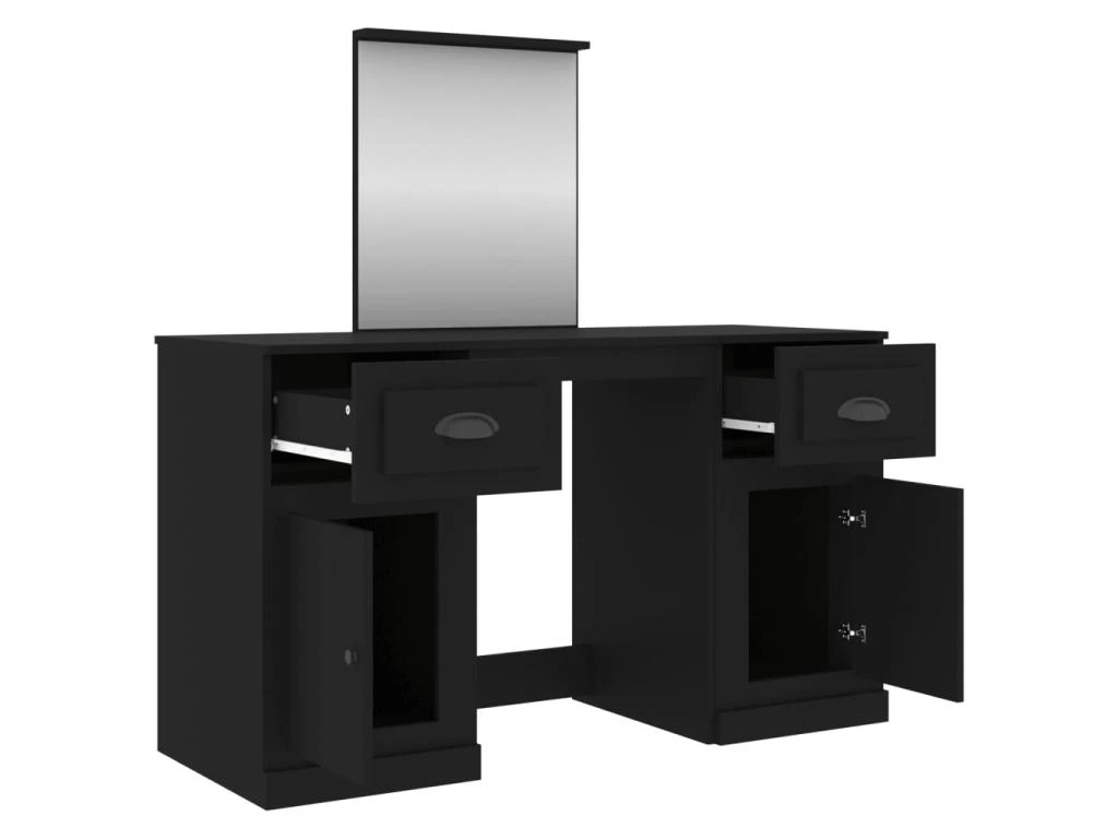 Coiffeuse Avec Miroir Noir 130x50x132,5 Cm 8 Coiffeuse Avec Miroir Noir 130x50x132,5 Cm – Image 8