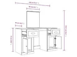 Coiffeuse Avec Miroir Noir 130x50x132,5 Cm 19 Coiffeuse Avec Miroir Noir 130x50x132,5 Cm -Fren Soldes Boutique meuble coiffeuse 20101589