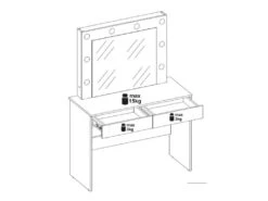 Coiffeuse 2 Tiroirs Blanc/Bois à Led - QIZ - L 100 X L 44 X H 140 Cm -Fren Soldes Boutique meuble coiffeuse 21045671