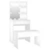 Ensemble De Coiffeuse Avec Tabouret Led 60 X 40 X 140 Cm Bois D'ingénierie Blanc 02_0006250