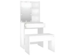 Ensemble De Coiffeuse Avec Tabouret Led 60 X 40 X 140 Cm Bois D'ingénierie Blanc 02_0006250 7 Ensemble De Coiffeuse Avec Tabouret Led 60 X 40 X 140 Cm Bois D'ingénierie Blanc 02_0006250 -Fren Soldes Boutique meuble coiffeuse 22407993