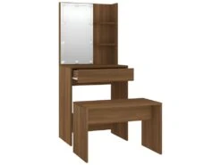 Ensemble De Coiffeuse Avec Led 60 X 40 X 140 Cm Chêne Marron Bois D'ingénierie 02_0006240 -Fren Soldes Boutique meuble coiffeuse 22408005