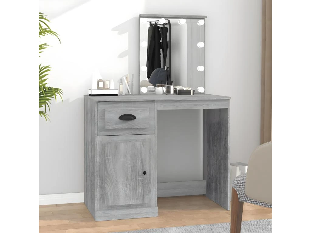 Coiffeuse Avec LED Sonoma Gris 90x50x132,5 Cm Bois D'ingénierie 1 Coiffeuse Avec LED Sonoma Gris 90x50x132,5 Cm Bois D'ingénierie