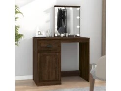 Coiffeuse Avec LED Chêne Marron 90x50x132,5cm Bois D'ingénierie