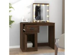 Coiffeuse Avec LED Chêne Marron 90x50x132,5cm Bois D'ingénierie -Fren Soldes Boutique meuble coiffeuse 22739539