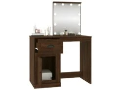 Coiffeuse Avec LED Chêne Marron 90x50x132,5cm Bois D'ingénierie -Fren Soldes Boutique meuble coiffeuse 22739543
