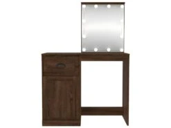 Coiffeuse Avec LED Chêne Marron 90x50x132,5cm Bois D'ingénierie -Fren Soldes Boutique meuble coiffeuse 22739545