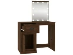Coiffeuse Avec LED Chêne Marron 90x50x132,5cm Bois D'ingénierie -Fren Soldes Boutique meuble coiffeuse 22739547