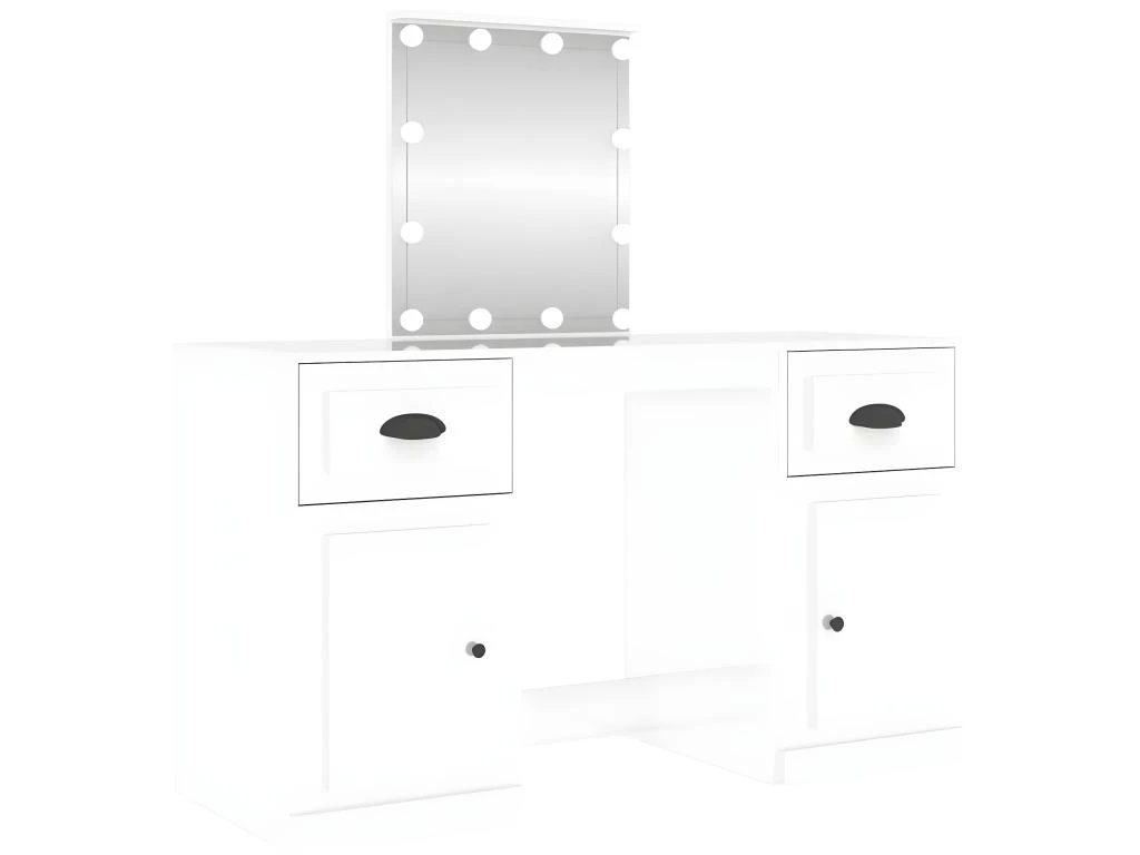 Coiffeuse Avec LED Blanc Brillant 130x50x132,5 Cm 2 Coiffeuse Avec LED Blanc Brillant 130x50x132,5 Cm – Image 2