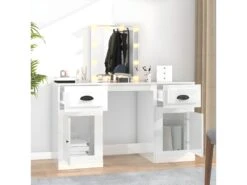 Coiffeuse Avec LED Blanc Brillant 130x50x132,5 Cm 12 Coiffeuse Avec LED Blanc Brillant 130x50x132,5 Cm -Fren Soldes Boutique meuble coiffeuse 22746915
