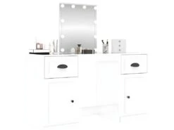 Coiffeuse Avec LED Blanc Brillant 130x50x132,5 Cm 13 Coiffeuse Avec LED Blanc Brillant 130x50x132,5 Cm -Fren Soldes Boutique meuble coiffeuse 22746917