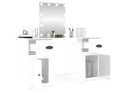Coiffeuse Avec LED Blanc Brillant 130x50x132,5 Cm 14 Coiffeuse Avec LED Blanc Brillant 130x50x132,5 Cm -Fren Soldes Boutique meuble coiffeuse 22746919