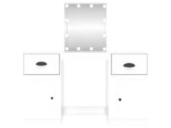 Coiffeuse Avec LED Blanc Brillant 130x50x132,5 Cm 15 Coiffeuse Avec LED Blanc Brillant 130x50x132,5 Cm -Fren Soldes Boutique meuble coiffeuse 22746921