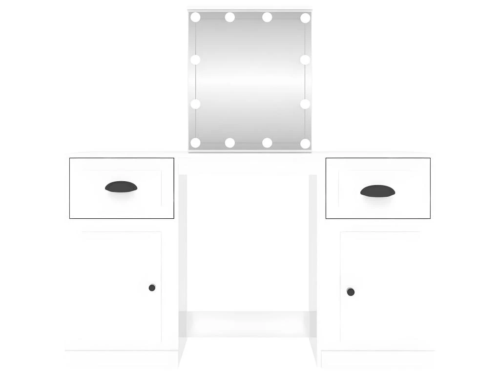 Coiffeuse Avec LED Blanc Brillant 130x50x132,5 Cm 6 Coiffeuse Avec LED Blanc Brillant 130x50x132,5 Cm – Image 6