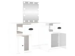 Coiffeuse Avec LED Blanc Brillant 130x50x132,5 Cm 17 Coiffeuse Avec LED Blanc Brillant 130x50x132,5 Cm -Fren Soldes Boutique meuble coiffeuse 22746925