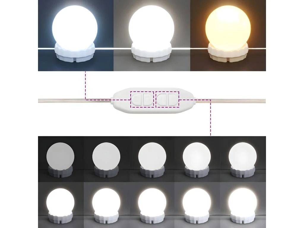 Coiffeuse Avec LED Blanc Brillant 130x50x132,5 Cm 9 Coiffeuse Avec LED Blanc Brillant 130x50x132,5 Cm – Image 9