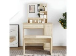 Coiffeuse Avec Miroir Chêne Sonoma 86,5x35x136 Cm