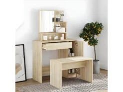 Coiffeuse Avec Miroir Chêne Sonoma 86,5x35x136 Cm -Fren Soldes Boutique meuble coiffeuse 23024325