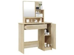 Coiffeuse Avec Miroir Chêne Sonoma 86,5x35x136 Cm -Fren Soldes Boutique meuble coiffeuse 23024329