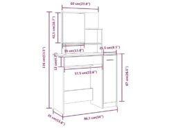 Coiffeuse Avec Miroir Chêne Sonoma 86,5x35x136 Cm -Fren Soldes Boutique meuble coiffeuse 23024337
