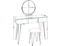 Coiffeuse Avec Tabouret Et Miroir Pivotant Moderne 100 Cm Rond Blanc Doré 19_0000184 7 Coiffeuse Avec Tabouret Et Miroir Pivotant Moderne 100 Cm Rond Blanc Doré 19_0000184 -Fren Soldes Boutique meuble coiffeuse 9161619