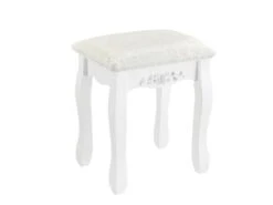 Coiffeuse Table De Maquillage Miroir 4 Tiroirs Tabouret MDF Et Bois 141 Cm Blanc 03_0001499 -Fren Soldes Boutique meuble coiffeuse 9161811