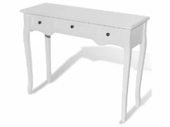 Coiffeuse Blanche Avec 3 Tiroirs Meuble D'entrée Design Rétro 1402006