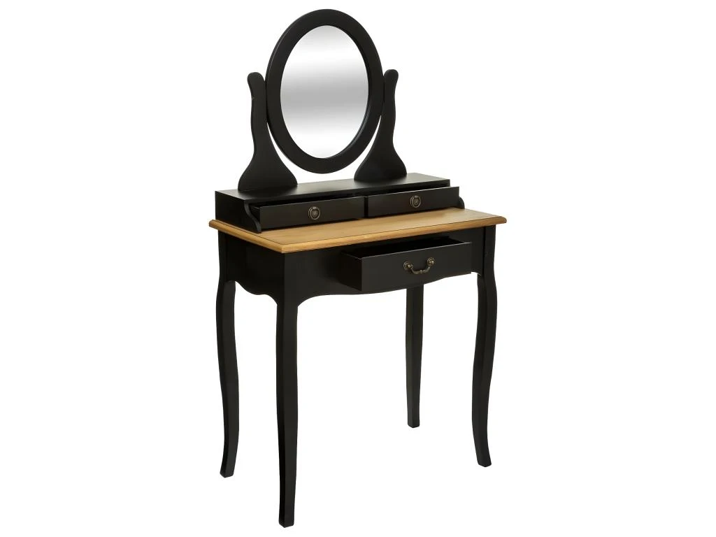 Meuble Coiffeuse En Bois Noir Et Naturel 2 Meuble Coiffeuse En Bois Noir Et Naturel – Image 2