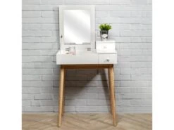 KAREN - Coiffeuse Blanche Avec Miroir Intégré -Fren Soldes Boutique meuble coiffeuse 9868237