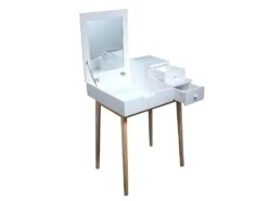 KAREN - Coiffeuse Blanche Avec Miroir Intégré -Fren Soldes Boutique meuble coiffeuse 9868241