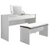 WATCHME - Coiffeuse Blanche 2 Tiroirs Avec Miroir + Banc
