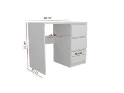 ALLYS - Coiffeuse Moderne - 90x50x140 Cm - 3 Tiroirs - Grand Miroir Ave 12 LED - Table De Maquillage -Fren Soldes Boutique meuble coiffeuse 9868401