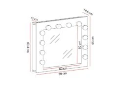 ALLYS - Coiffeuse Moderne - 90x50x140 Cm - 3 Tiroirs - Grand Miroir Ave 12 LED - Table De Maquillage -Fren Soldes Boutique meuble coiffeuse 9868403