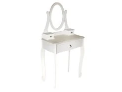 CLEMENCE - Coiffeuse Blanche Style Baroque Avec Miroir