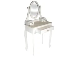 CLEMENCE - Coiffeuse Blanche Style Baroque Avec Miroir -Fren Soldes Boutique meuble coiffeuse 9868453