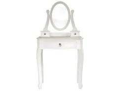 CLEMENCE - Coiffeuse Blanche Style Baroque Avec Miroir -Fren Soldes Boutique meuble coiffeuse 9868455