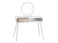 DELLA - Coiffeuse 1 Tiroir Avec Miroir Bois Massif -Fren Soldes Boutique meuble coiffeuse 9868499