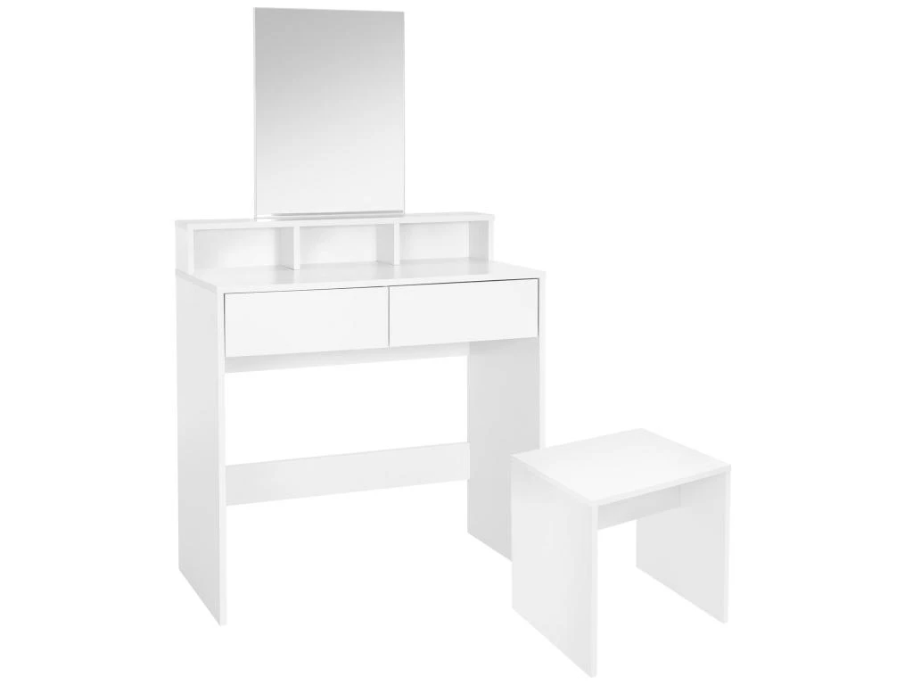 Coiffeuse Avec Miroir Tiroirs MDF Blanc 80x40x140 Cm ML-DESIGN 2 Coiffeuse Avec Miroir Tiroirs MDF Blanc 80x40x140 Cm ML-DESIGN – Image 2