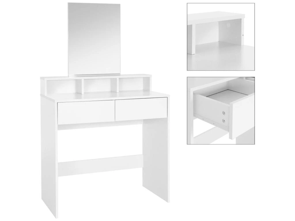 Coiffeuse Avec Miroir Tiroirs MDF Blanc 80x40x140 Cm ML-DESIGN 4 Coiffeuse Avec Miroir Tiroirs MDF Blanc 80x40x140 Cm ML-DESIGN – Image 4