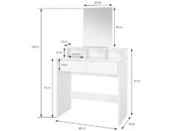 Coiffeuse Avec Miroir Tiroirs MDF Blanc 80x40x140 Cm ML-DESIGN 9 Coiffeuse Avec Miroir Tiroirs MDF Blanc 80x40x140 Cm ML-DESIGN -Fren Soldes Boutique meuble coiffeuse 9868619