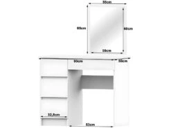 TILLY - Coiffeuse Style Moderne Chambre à Coucher - 142x90x50 - 4 Tiroirs - Bureau -Fren Soldes Boutique meuble coiffeuse 9868625