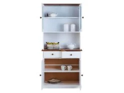 SOCOA - Buffet Vaisselier 4 Portes 2 Tiroirs Bois Massif Vernis Sepia Et Blanc 7 SOCOA - Buffet Vaisselier 4 Portes 2 Tiroirs Bois Massif Vernis Sepia Et Blanc -Fren Soldes Boutique meuble de cuisine 12599829