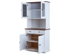SOCOA - Buffet Vaisselier 4 Portes 2 Tiroirs Bois Massif Vernis Sepia Et Blanc 8 SOCOA - Buffet Vaisselier 4 Portes 2 Tiroirs Bois Massif Vernis Sepia Et Blanc -Fren Soldes Boutique meuble de cuisine 12599831