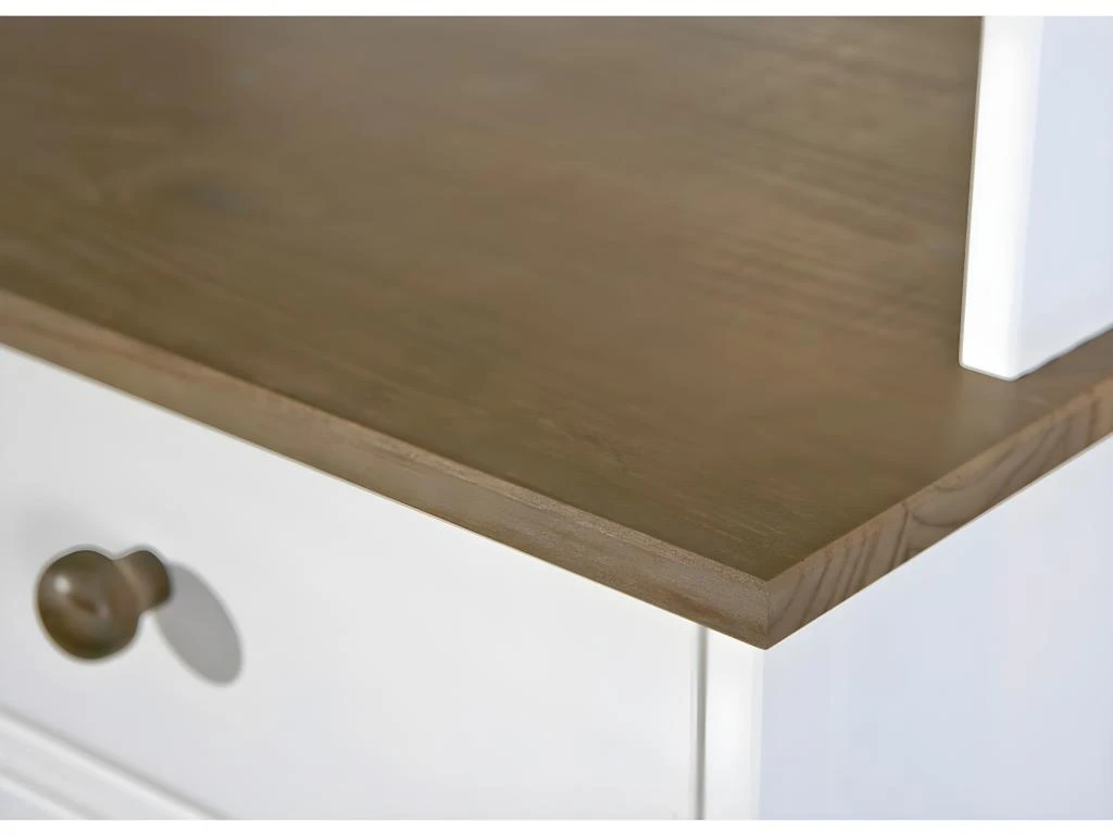 SOCOA - Buffet Vaisselier 4 Portes 2 Tiroirs Bois Massif Vernis Sepia Et Blanc 5 SOCOA - Buffet Vaisselier 4 Portes 2 Tiroirs Bois Massif Vernis Sepia Et Blanc – Image 5