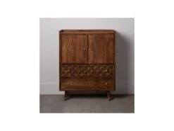 Vaisselier 2 Portes 2 Tiroirs Bois/Métal Doré - MOURIA -Fren Soldes Boutique meuble de cuisine 17634505