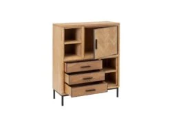 Vaisselier 1 Porte 3 Tiroirs Bois/Métal - KIPSE -Fren Soldes Boutique meuble de cuisine 17788291