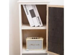 Armoire Vaisselier 1 Tiroirs 1 Porte Bois Blanc Gris 88x32x26 -Fren Soldes Boutique meuble de cuisine 18431319