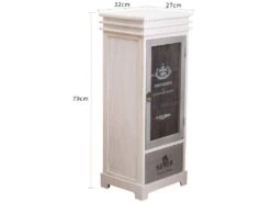 Armoire Vaisselier 1 Tiroirs 1 Porte Bois Blanc Gris 88x32x26 -Fren Soldes Boutique meuble de cuisine 18431321